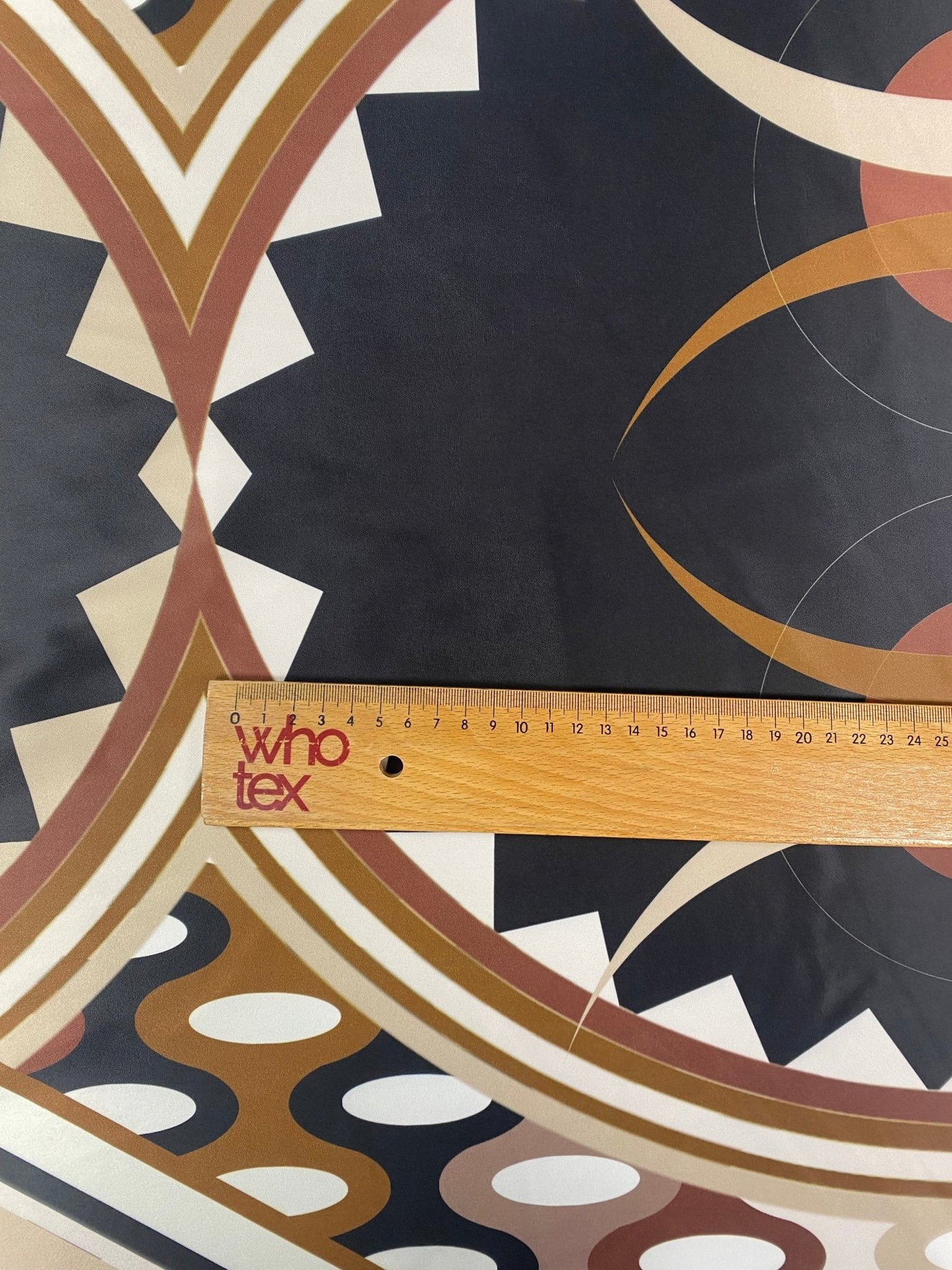 Geometric Art Deco Fabric – Brown Beige Retro Pattern by the Metre