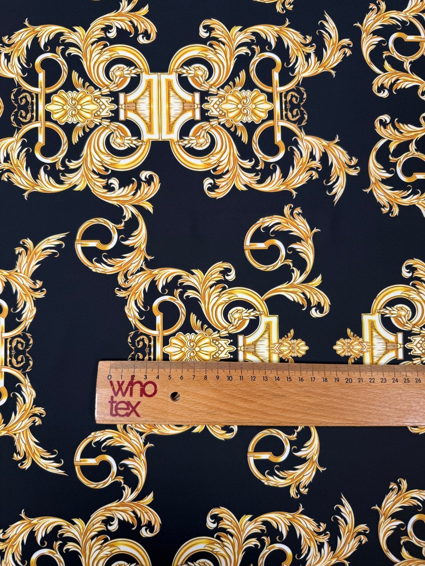 Gold Baroque Pattern Fabric in Black and Gold Elegant