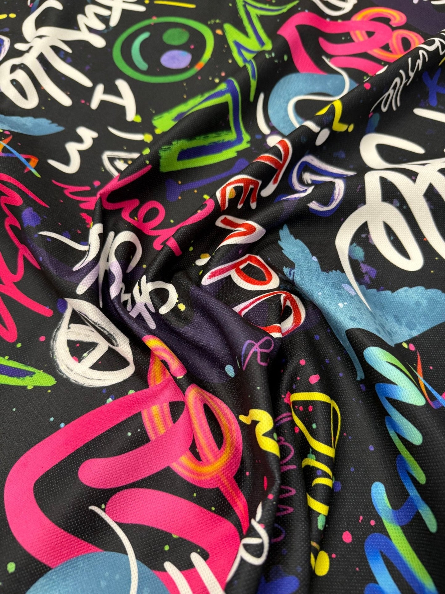 Graffiti Street Art Fabric – Multiple Fabric Options, Sold by Metre