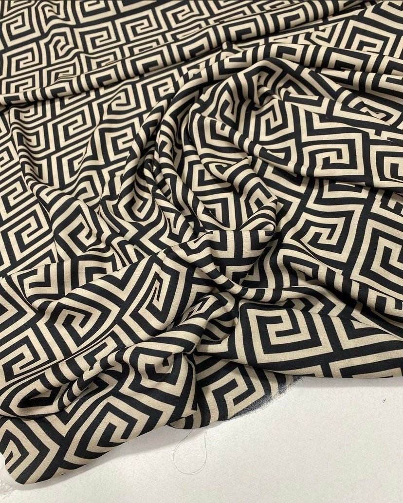 Greek Key Design Fabric by Metre