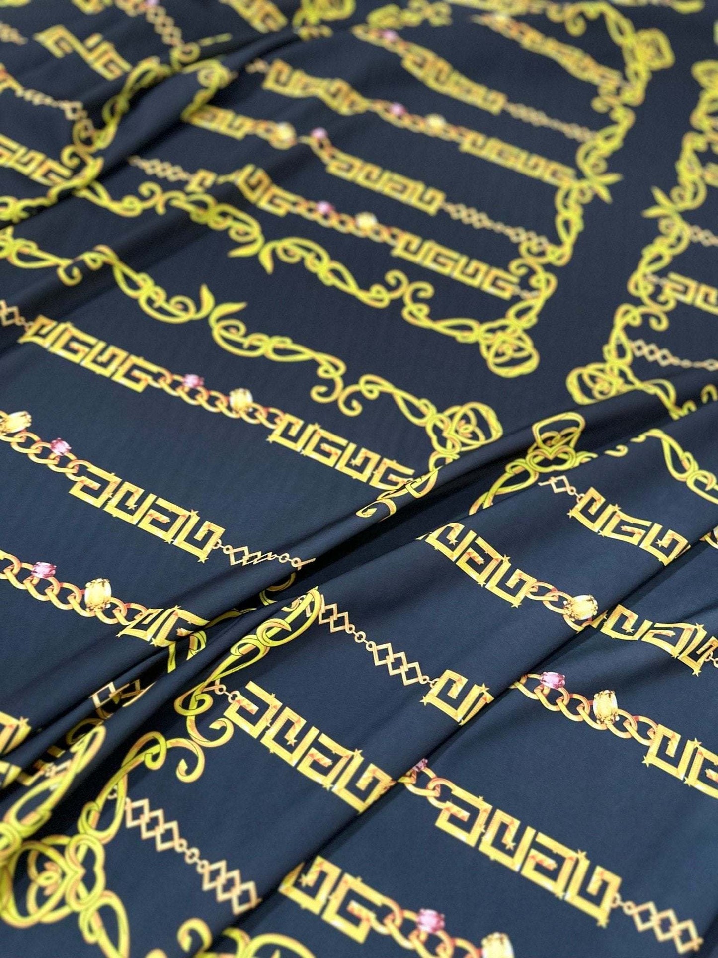 Gold Greek Key Fabric by Metre