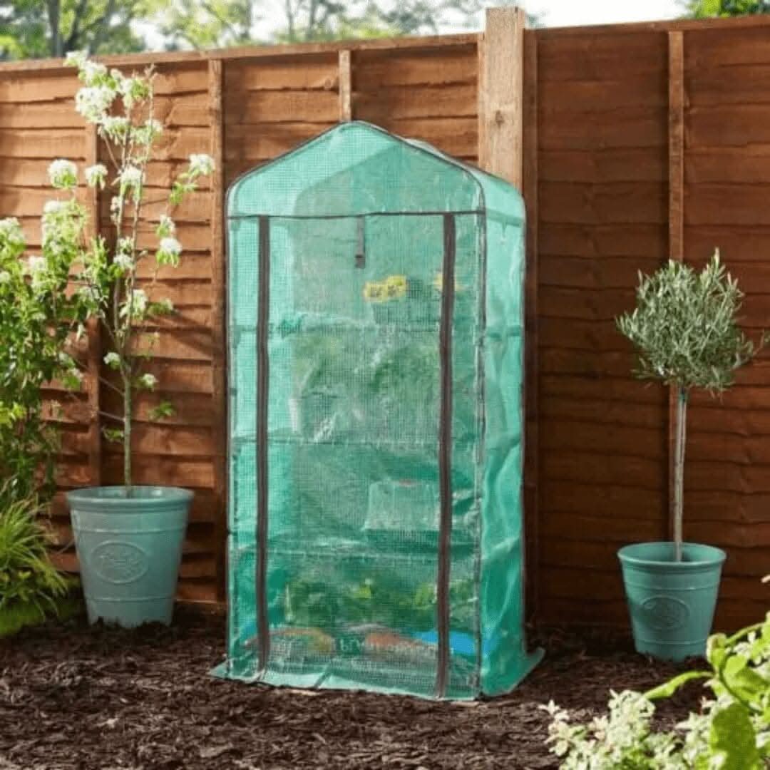 4 Tier Mini Greenhouse Steel Frame Reinforced PE Cover 150cm