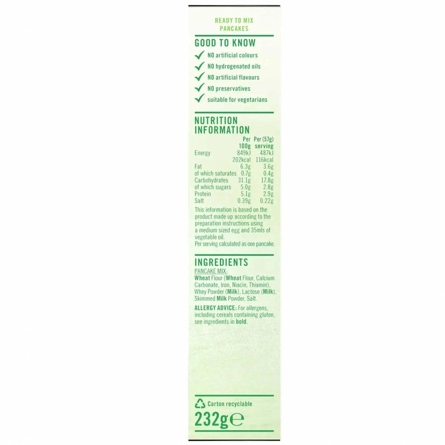 Greens Pancake Mix Achieve pancake ( Case of 6)