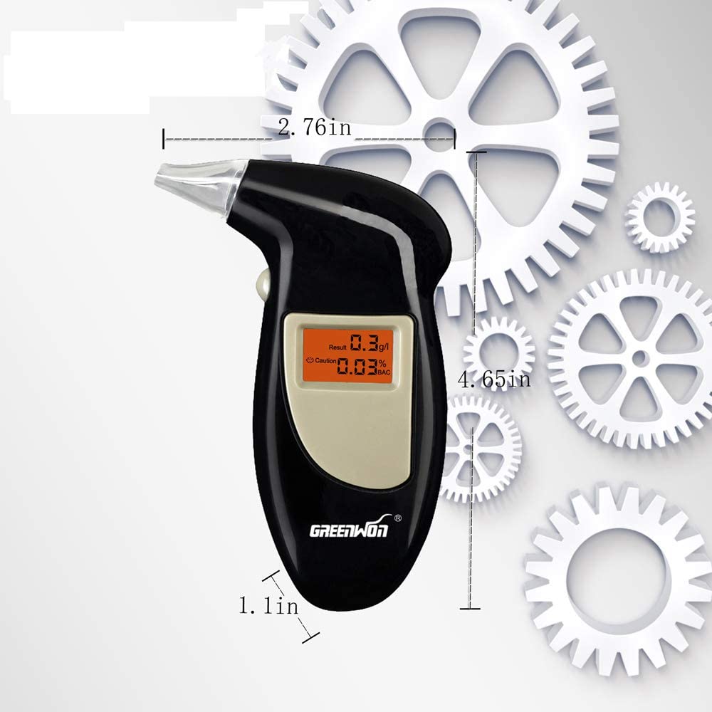 GREENWON Battery Powered Breathalyzer Keychain ā Portable Digital Alcohol Tester with LCD Display | Personal Use G/Black