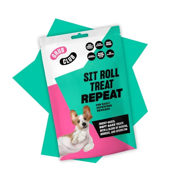 Grub Club Sit Roll Treat Repeat Dog Treats 100g