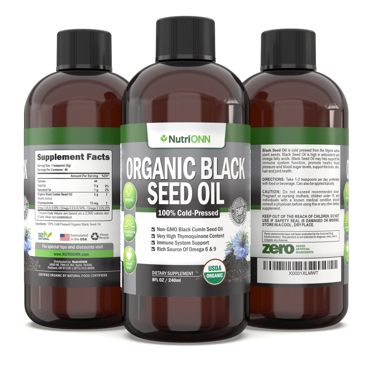 Organic Black Seed Oil – USDA Organic, Thymoquinone Rich, Cold-Pressed (8 oz)