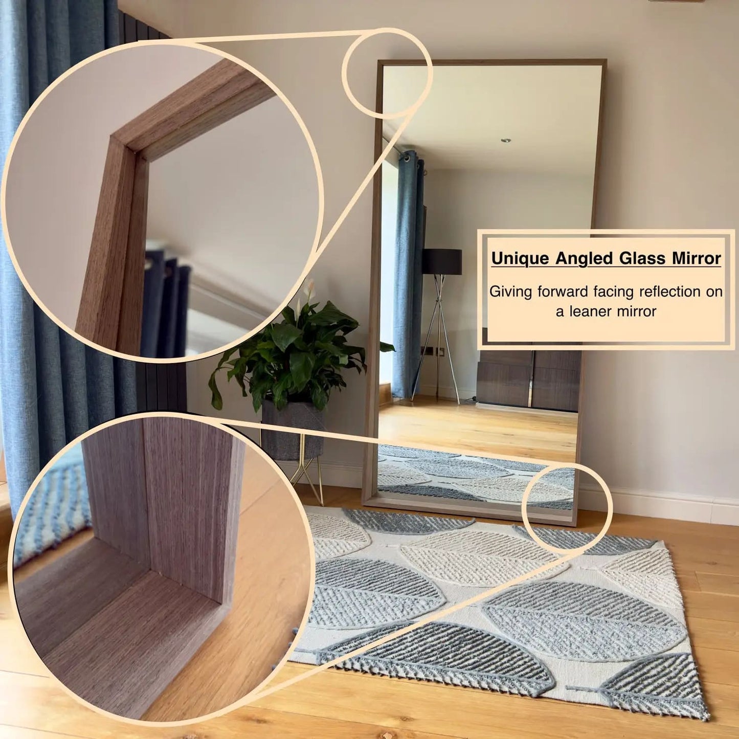 Hanaka - Full Length Walnut Wood Rectangle Mirror - 200cm x 100cm