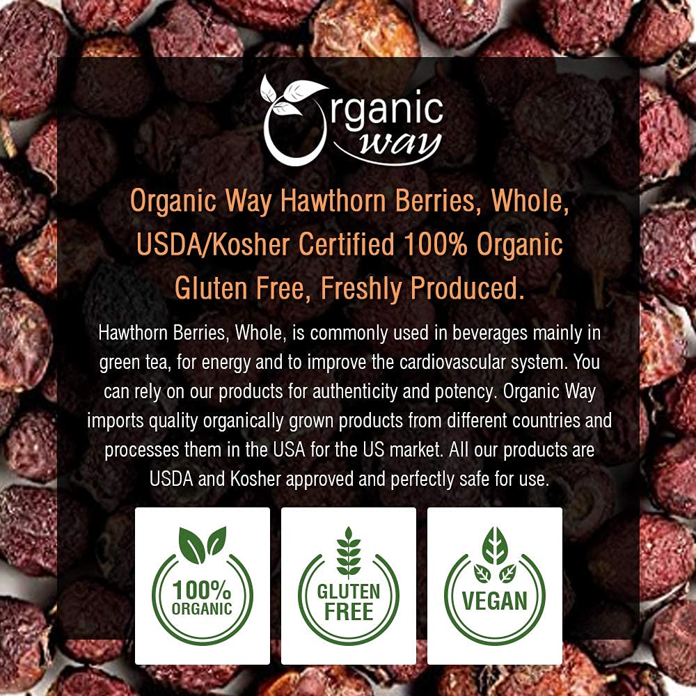 Organic Hawthorn Berries Whole – 1 lb (Albania) | Kosher • Vegan • Non-GMO