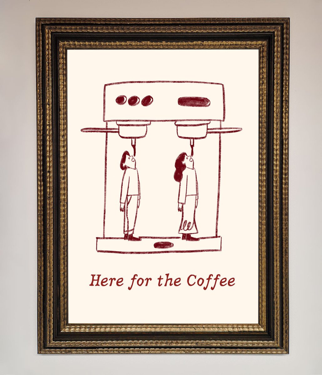 Here For The Coffee Framed Print
