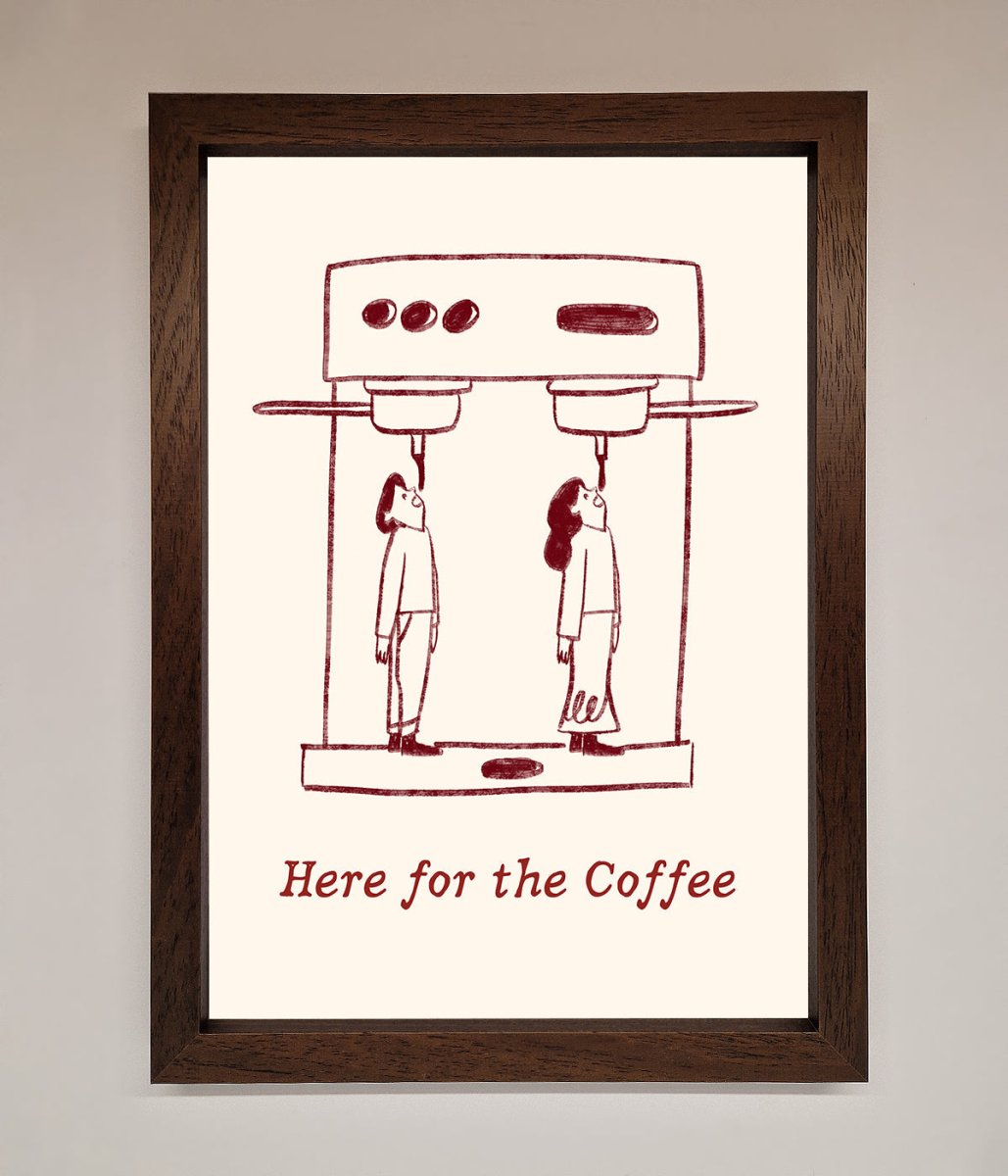 Here For The Coffee Framed Print