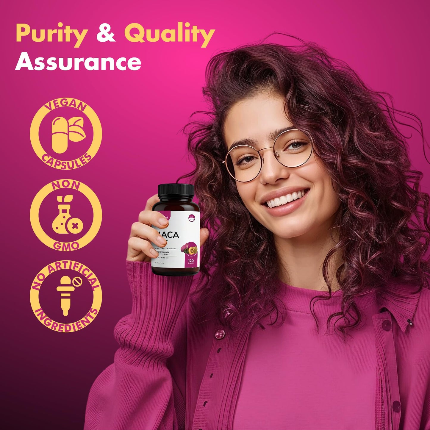 HERVIVA Maca Root Capsules ā 1500mg per Serving | Vegan Veggie Capsules