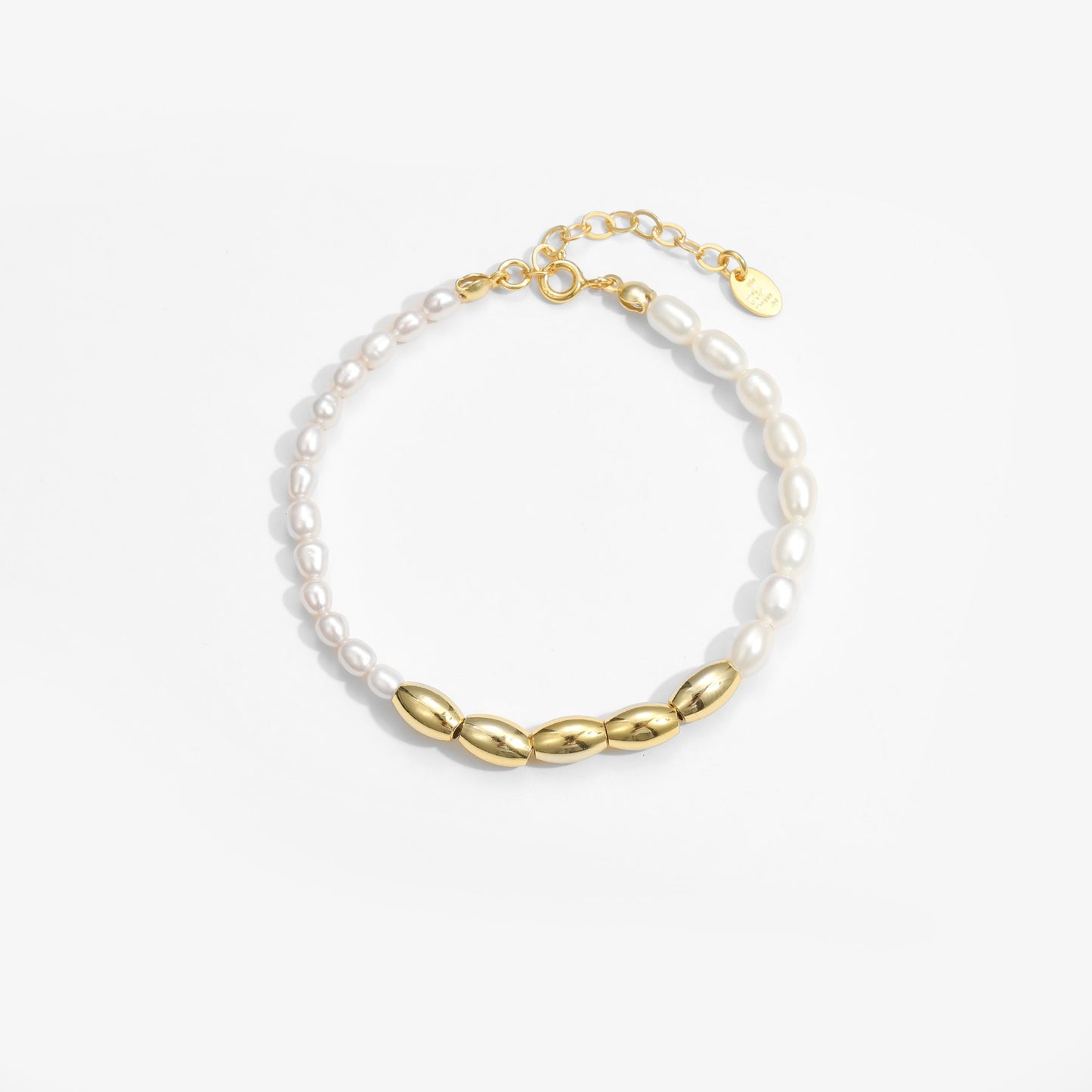 Asymmetry Oval Natural Pearls Beads Bracelet - Gold-Plated Silver Pearl Bracelet for women - Perfect Pearl Bracelet with Gift Wrapping Included
