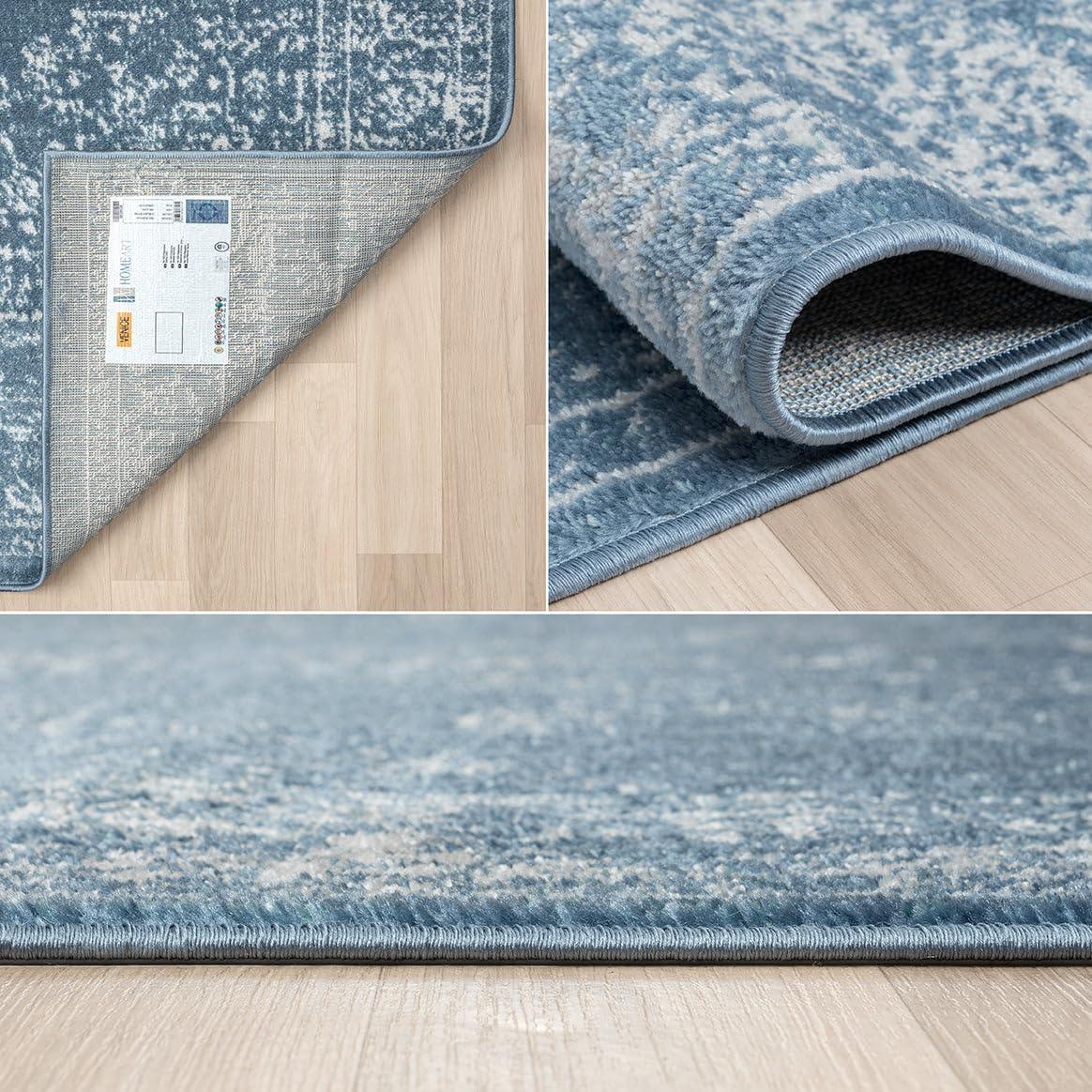 HomeArt Living Room RUG - Short Pile, Bordered, Dark Blue, 60x110cm