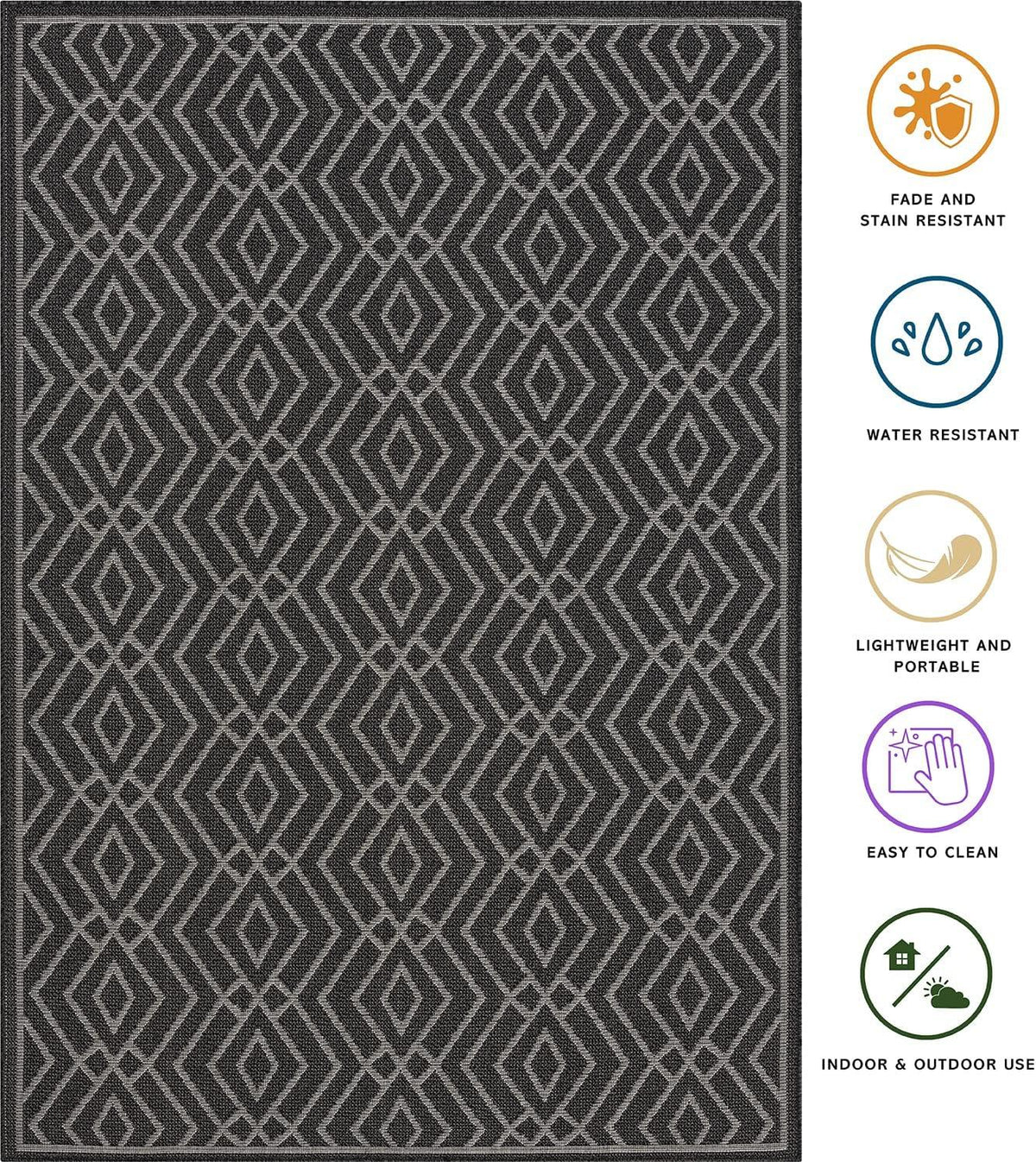 HomeArt Outdoor Rug Easy-Cleaning 80x150 cm UV & Weather-Resistant