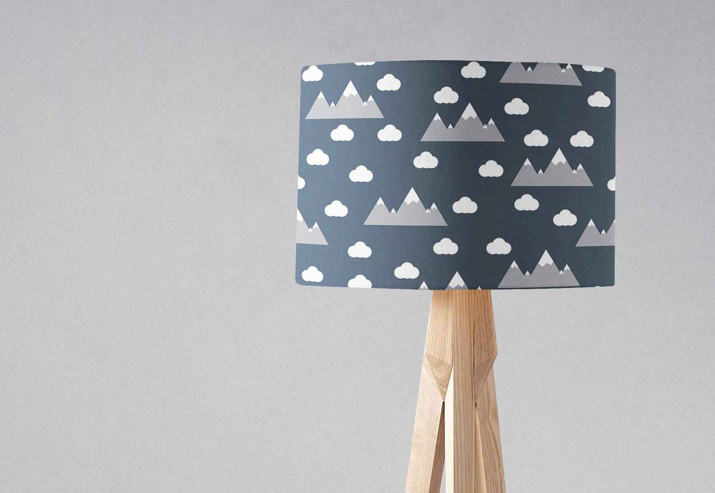 Navy Blue Lampshade with a Clouds and Mountains Design, Ceiling or Table Lamp Shade