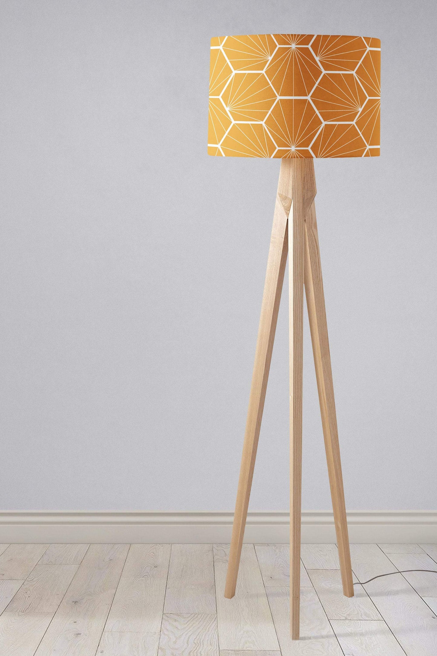 Butterscotch Yellow Geometric Hexagons Lampshade, Ceiling or Table Lamp Shade