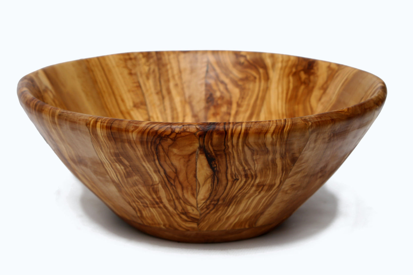 Handmade Olive Wood Large Salad Bowl | Deep Hand-Turned Wooden Fruit & Serving Bowl | Stunning Natural Grain | 35–45 cm
