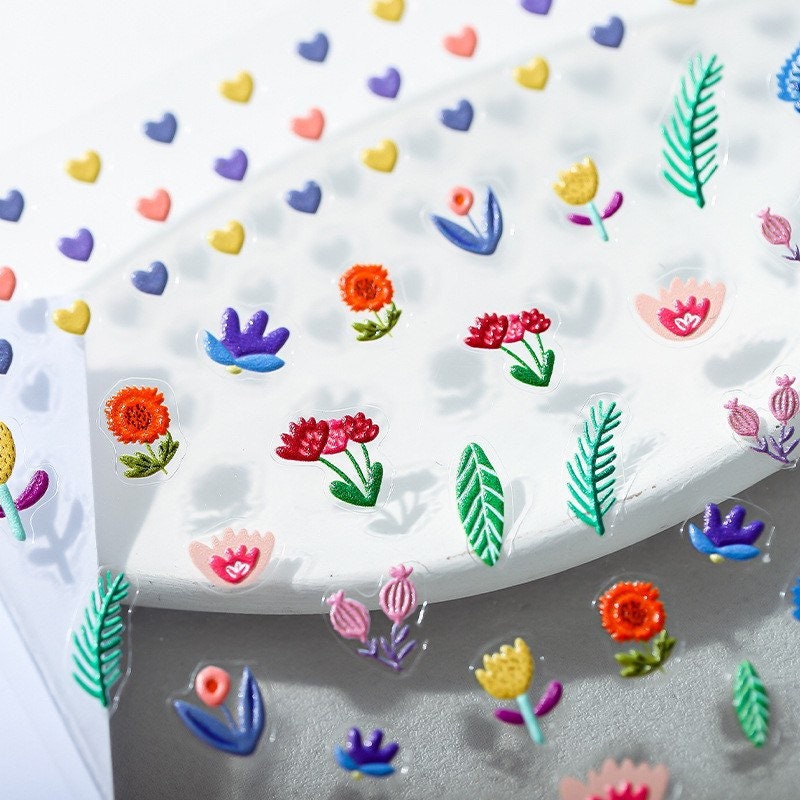 Hello Claws | Colourful Tulip Flower Embossed Pattern Design Nail Deco Sticker