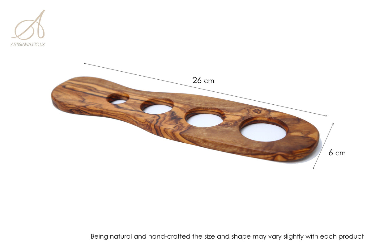 Handcrafted Olive Wood Spaghetti Measure - 4 Hole Pasta Portioning Gadget