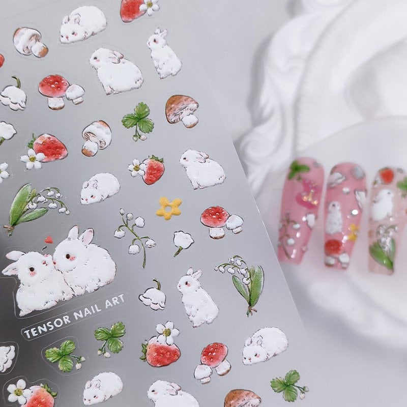 Hello Claws | Nail Deco Pink Strawberry Bunny Sticker