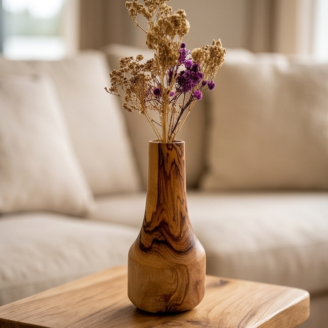Olive Wood Handmade Wooden Vase