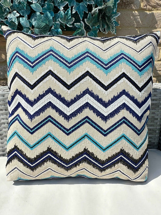The Couture Cushion - The Outdoor Blue Zig Zag - Style No. 67