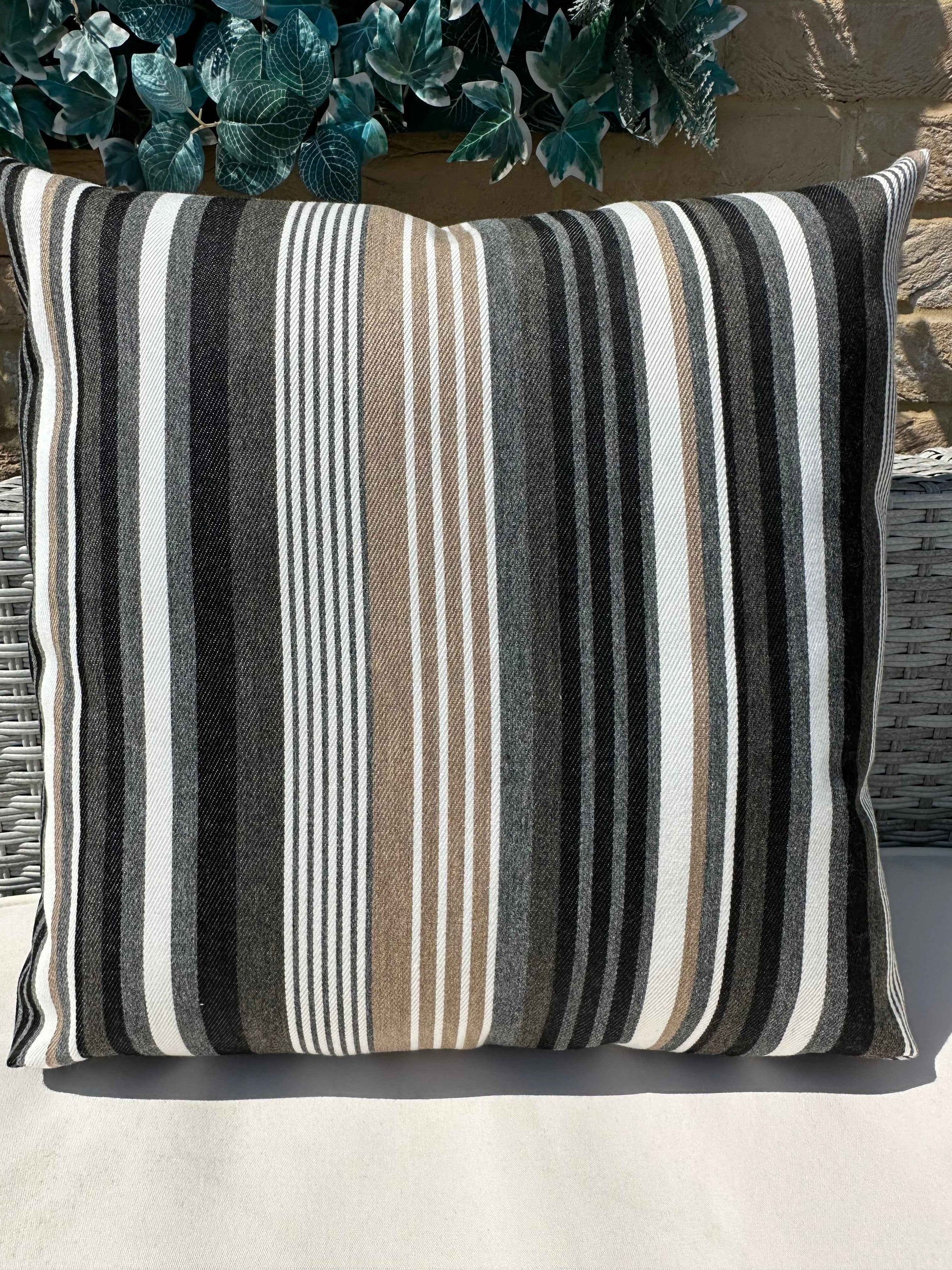 The Couture Cushion - The Outdoor Beige Multi Stripe - Style No. 121