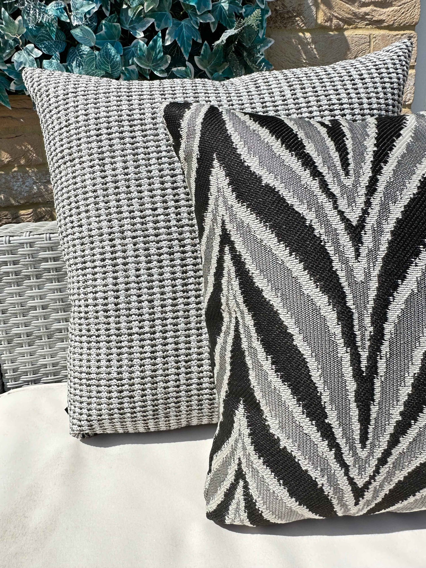 The Couture Cushion - The Outdoor Beige Black Jacquard - Style No. 140