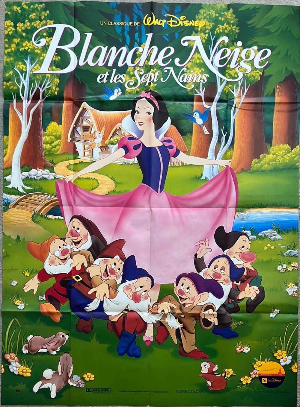 Snow White And the Seven Dwarfs (1992 Re-Release) Original French One Panel Cinema Poster