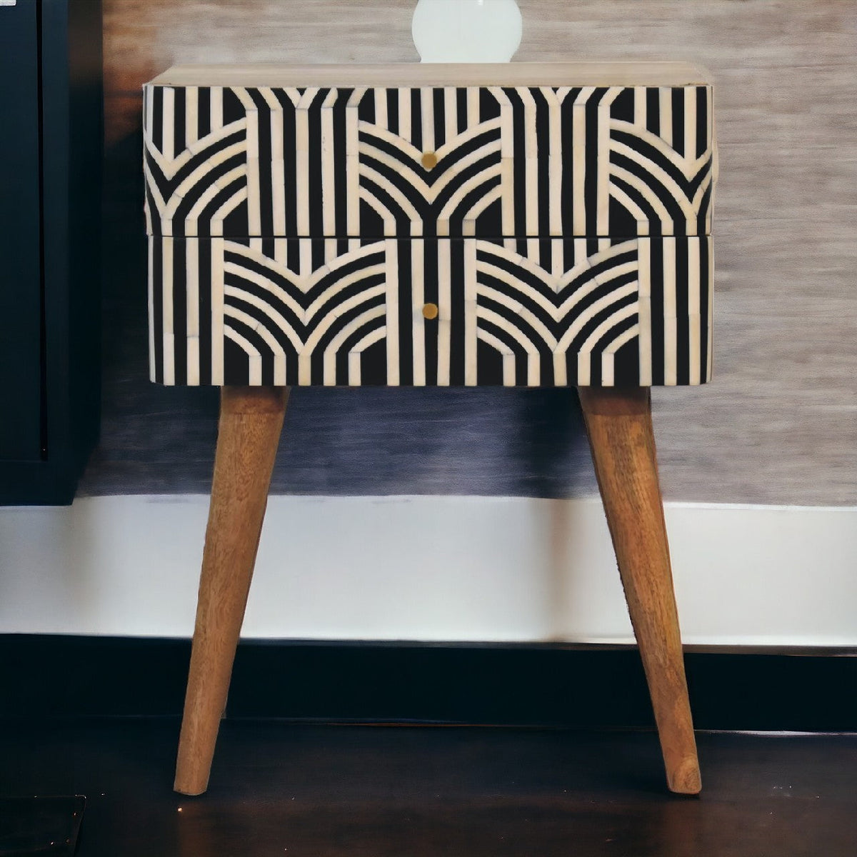 Edessa Bone Inlay Bedside Table