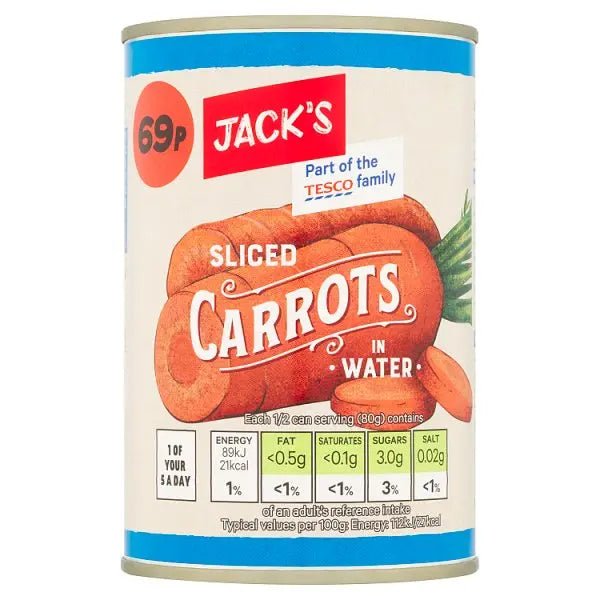 Jack's Sliced Carrots in Water 300g (Case of 12)