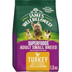James Wellbeloved Adult Small Breed Superfoods Turkey with Kale & Quinoa Dry Dog Food 1.5kg