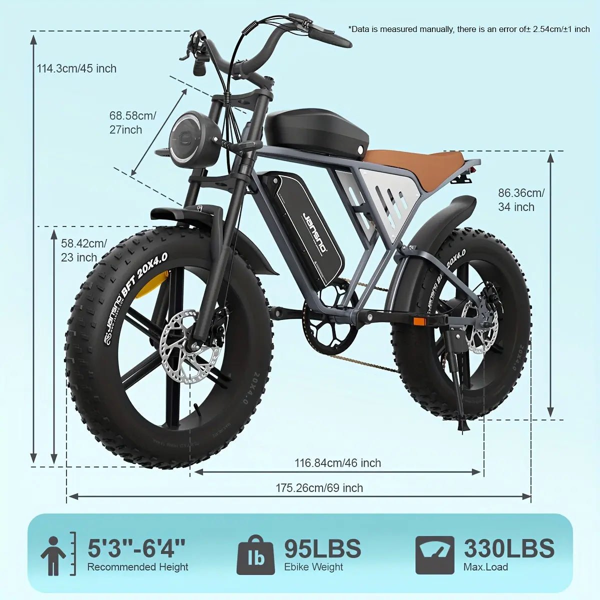 JANSNO Adults Electric Bike with Dual Suspension