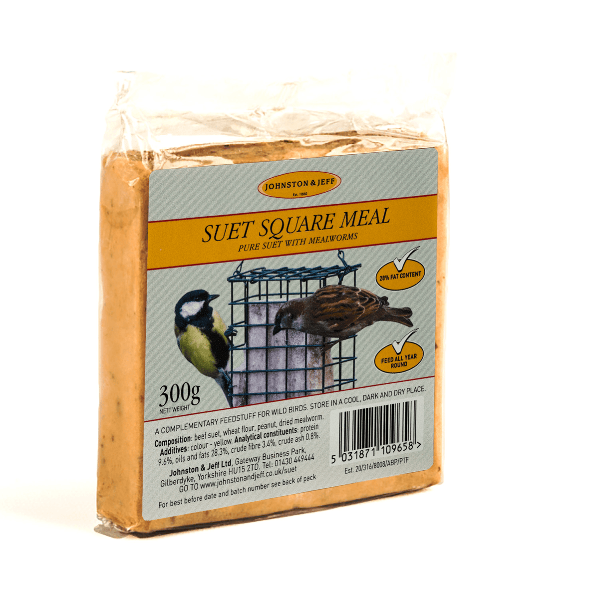 Johnston and Jeff Suet Blocks with Mealworms 300g - Case of 24