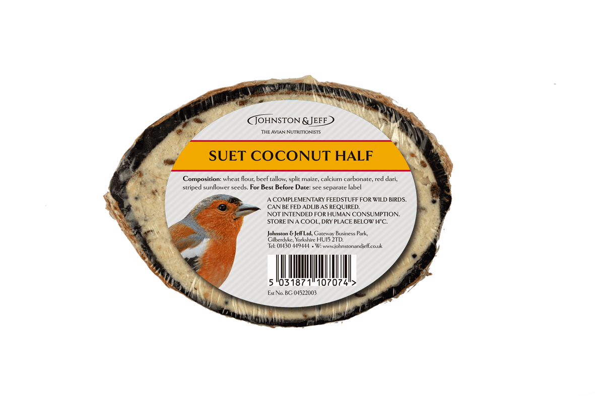 Johnston and Jeff Suet Coconut Halves Plain - Case of 30