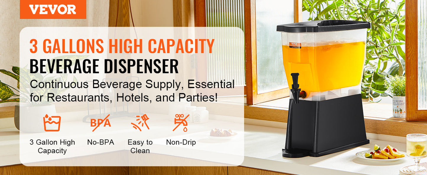 VEVOR Beverage Dispenser for Parties Plastic Juice Dispenser Tea Lemonade Juice Water Dispenser for Restaurants Hotels Parties