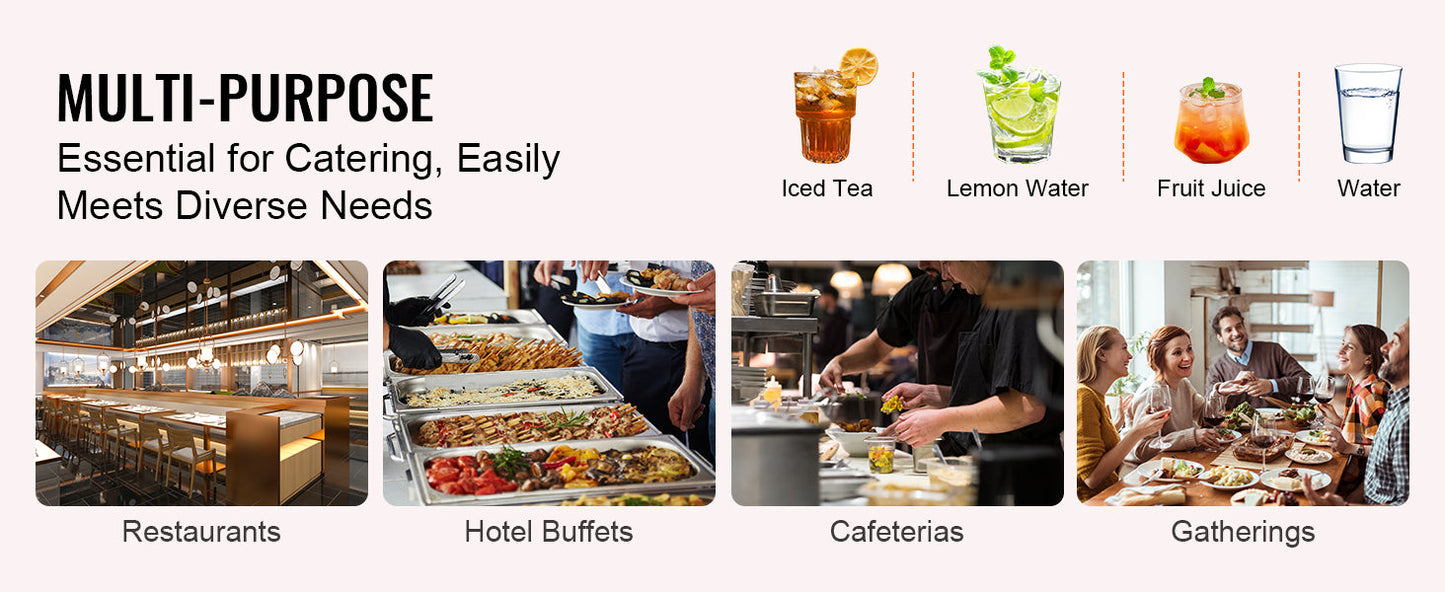 VEVOR Beverage Dispenser for Parties Plastic Juice Dispenser Tea Lemonade Juice Water Dispenser for Restaurants Hotels Parties