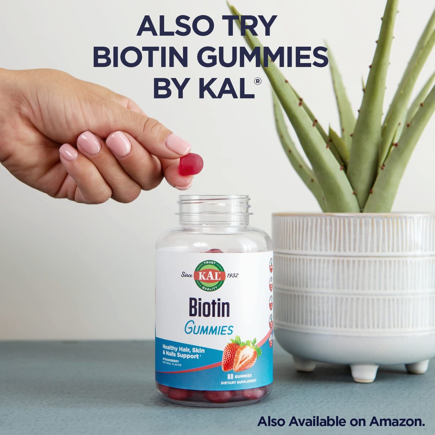 KAL Ultra Biotin 10000mcg DropIns – Liquid Biotin for Hair & Nails, 2oz