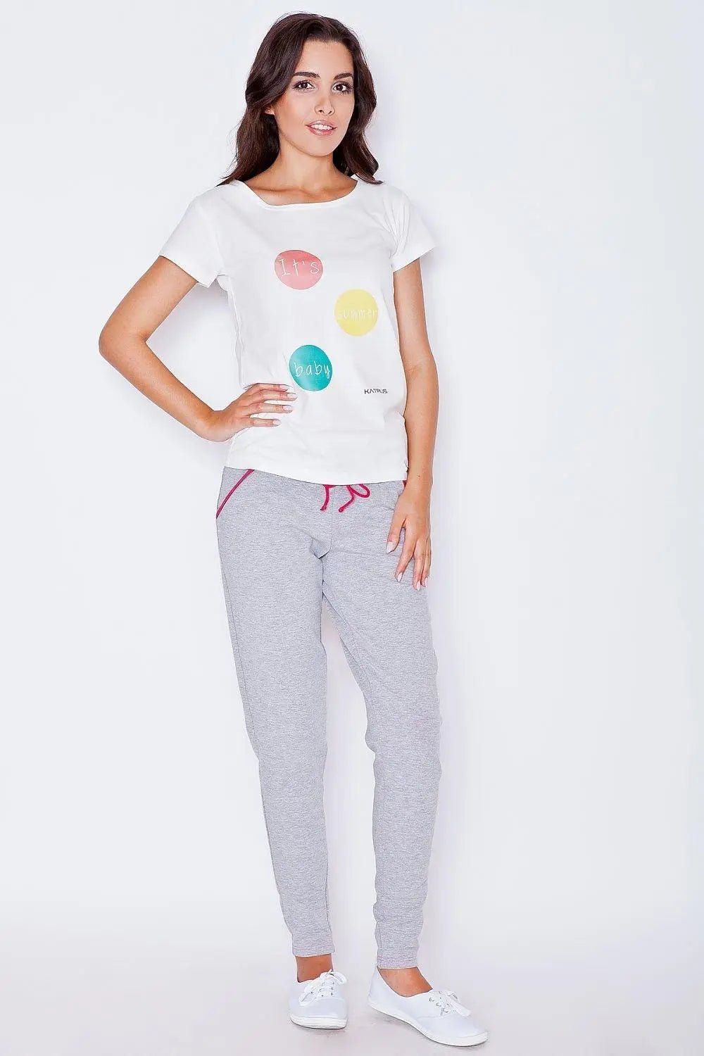 Katrus gray cotton sweatpant with tapered legs
