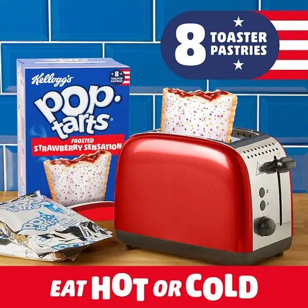 Kellogg's Pop Tarts Frosted Strawberry Sensation Pastry Snacks 8x48g (Case of 6)