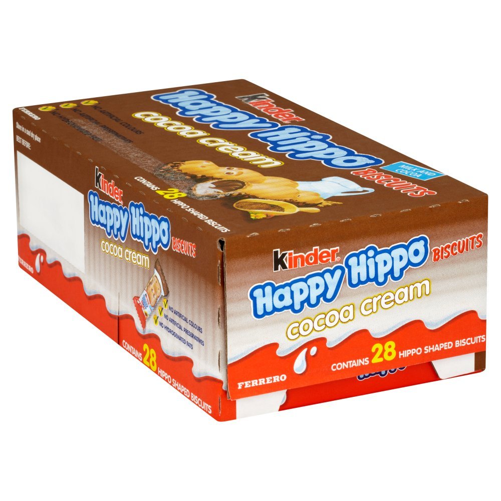 Kinder Happy Hippo Chocolate Cocoa Filling Biscuit, 20.7g (Box of 28)