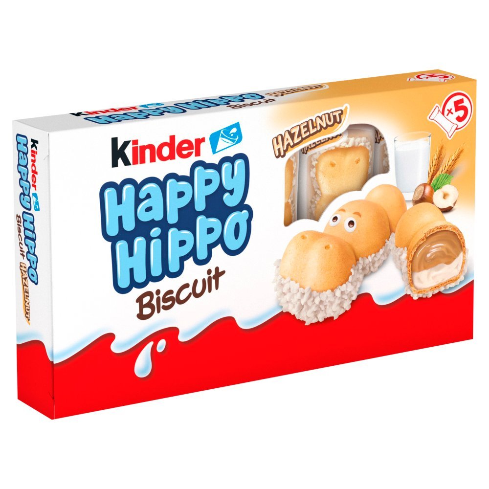 Kinder Happy Hippo Milk Chocolate and Hazelnut Biscuits Multipack 5 x 20.7g (Case of 10)
