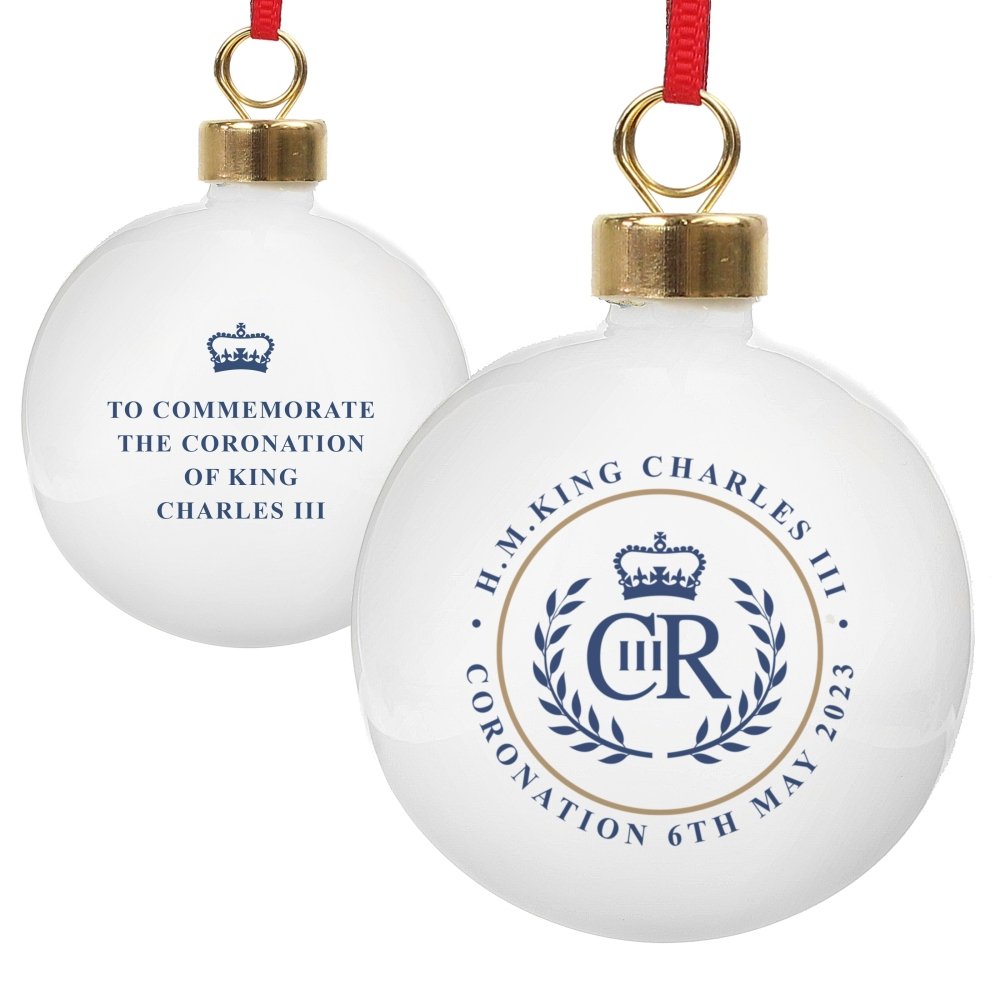 King Charles Iii Blue Crest Coronation Commemorative Bauble