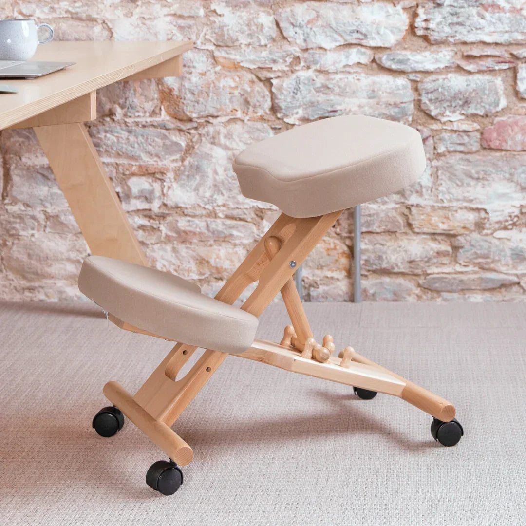 Solid Beech Wood Ergonomic Kneeling Chair – UK Handmade