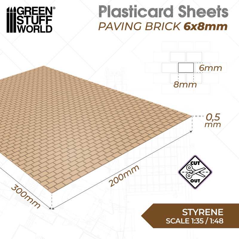 Textured Styrene Plasticard Sheet - Paving Brick (6x8mm) | Green Stuff World