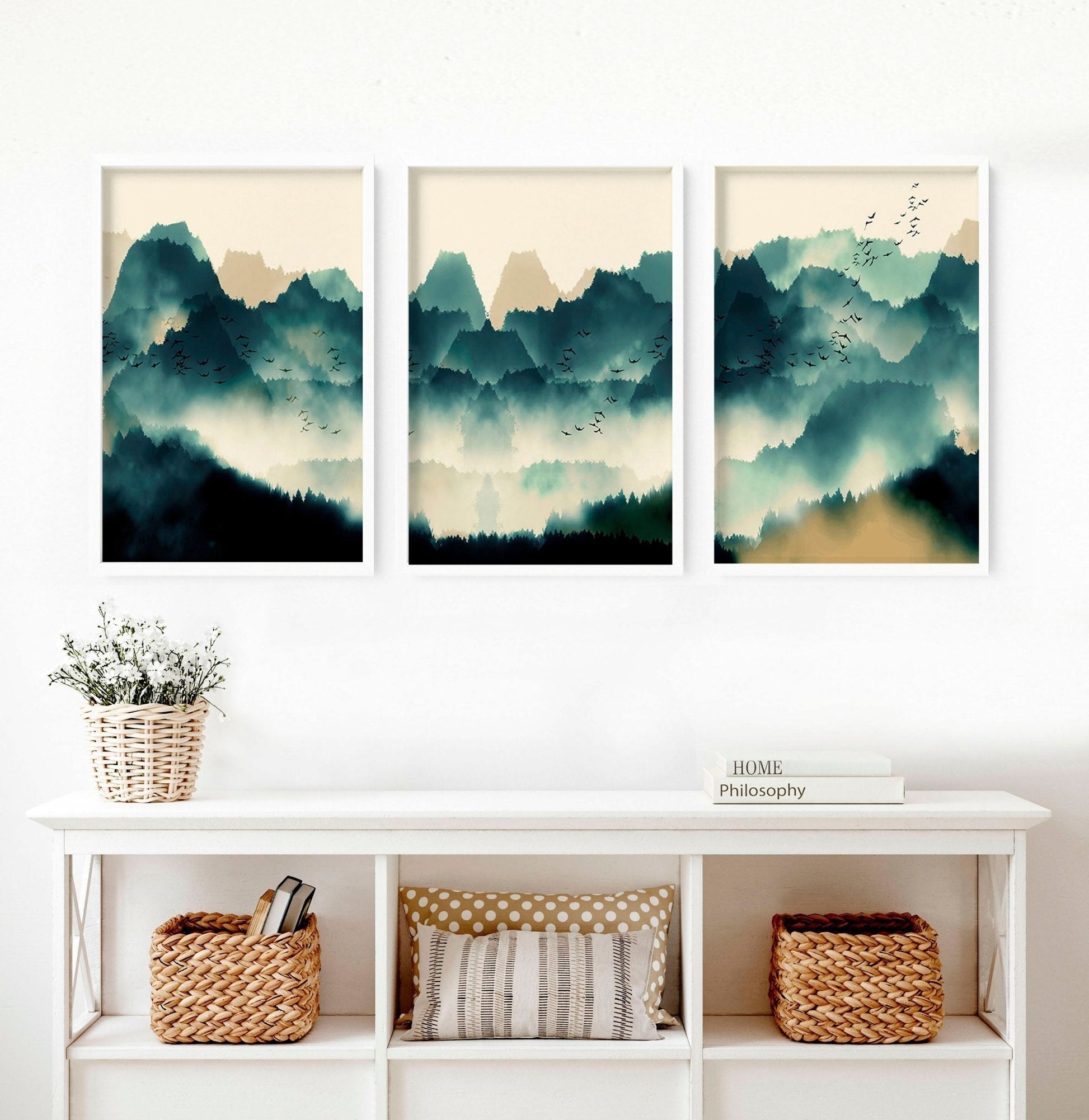 Set of 3 framed prints | Large Scandinavian wall art