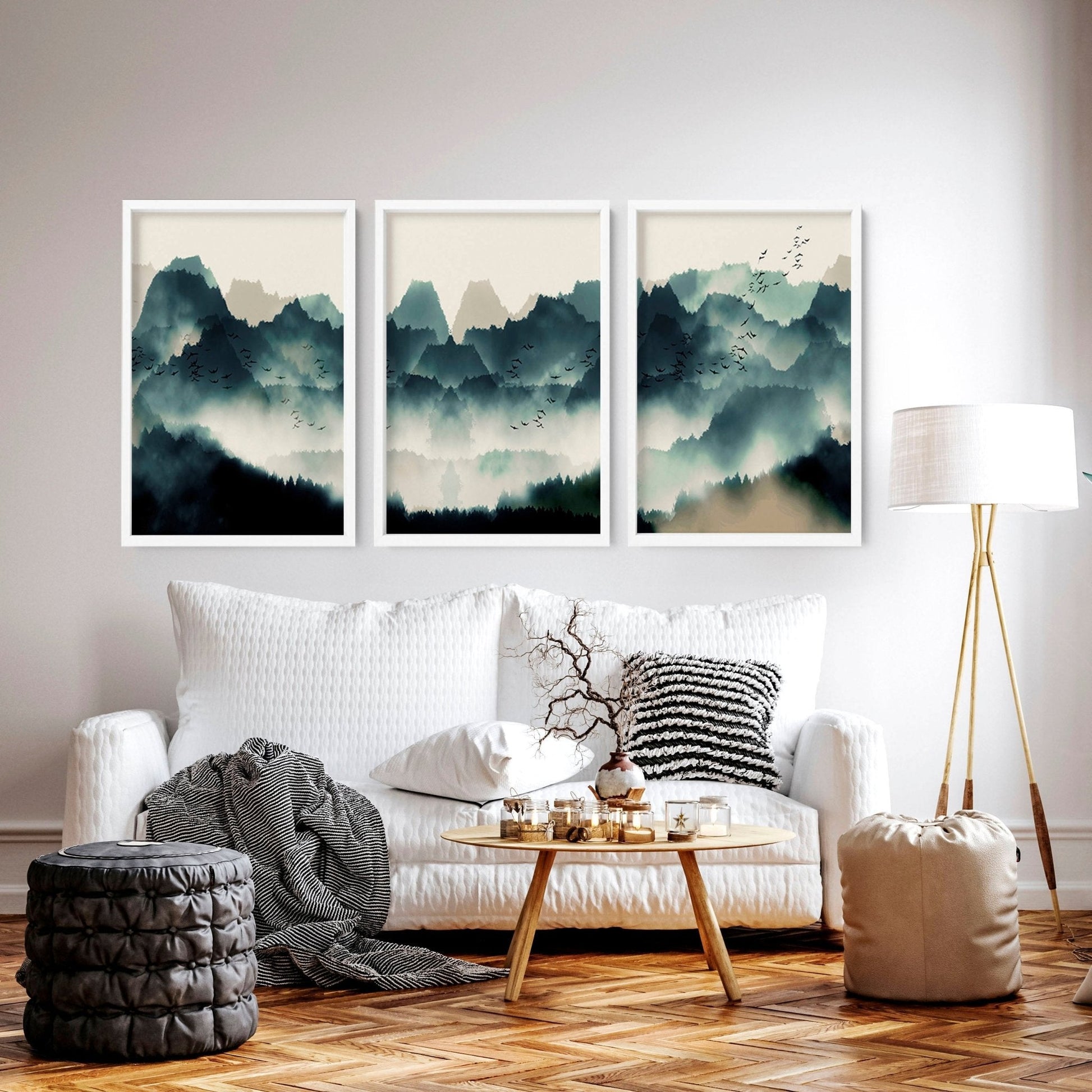 Set of 3 framed prints | Large Scandinavian wall art