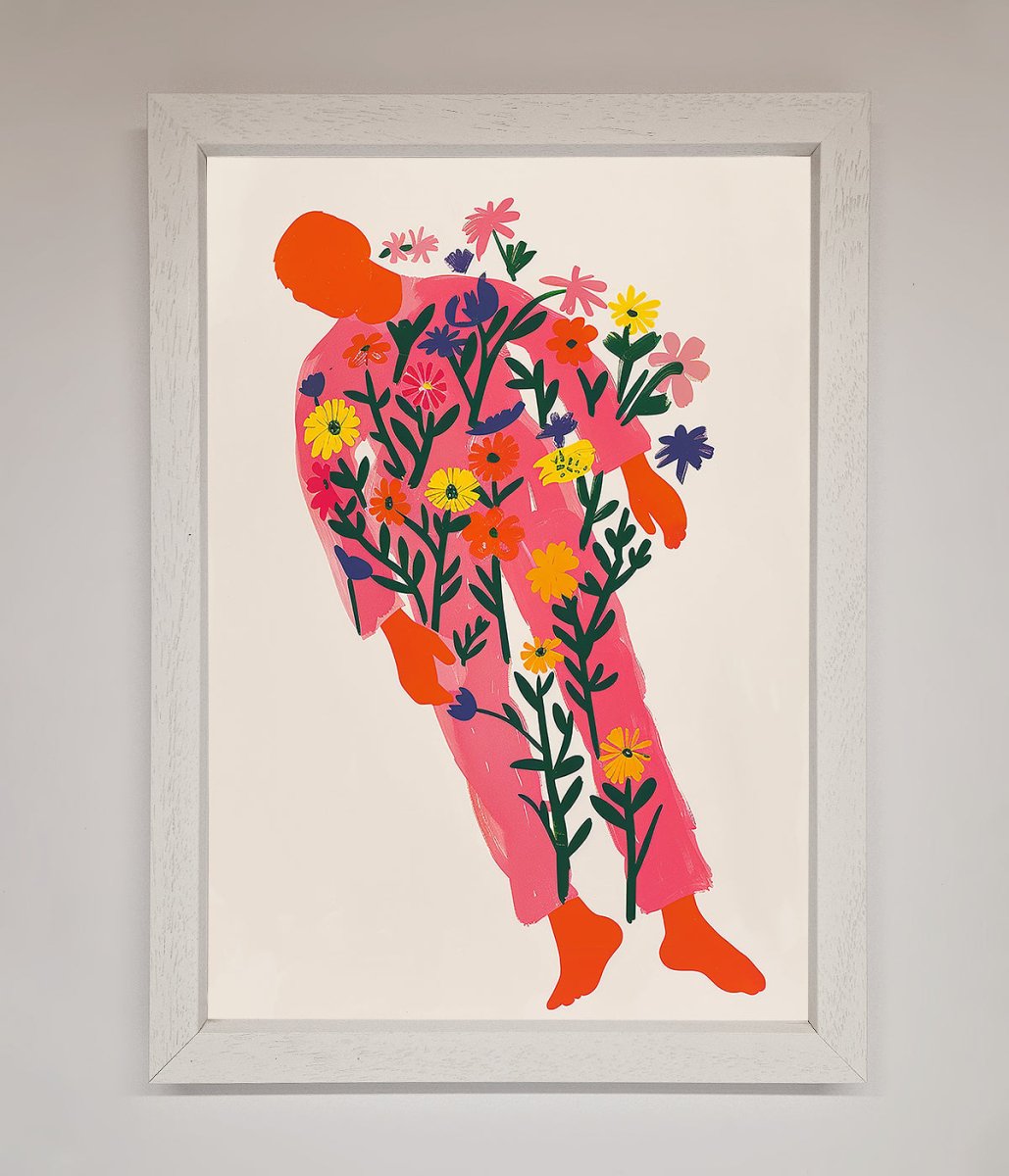 Laying In The Flowers Framed Poster