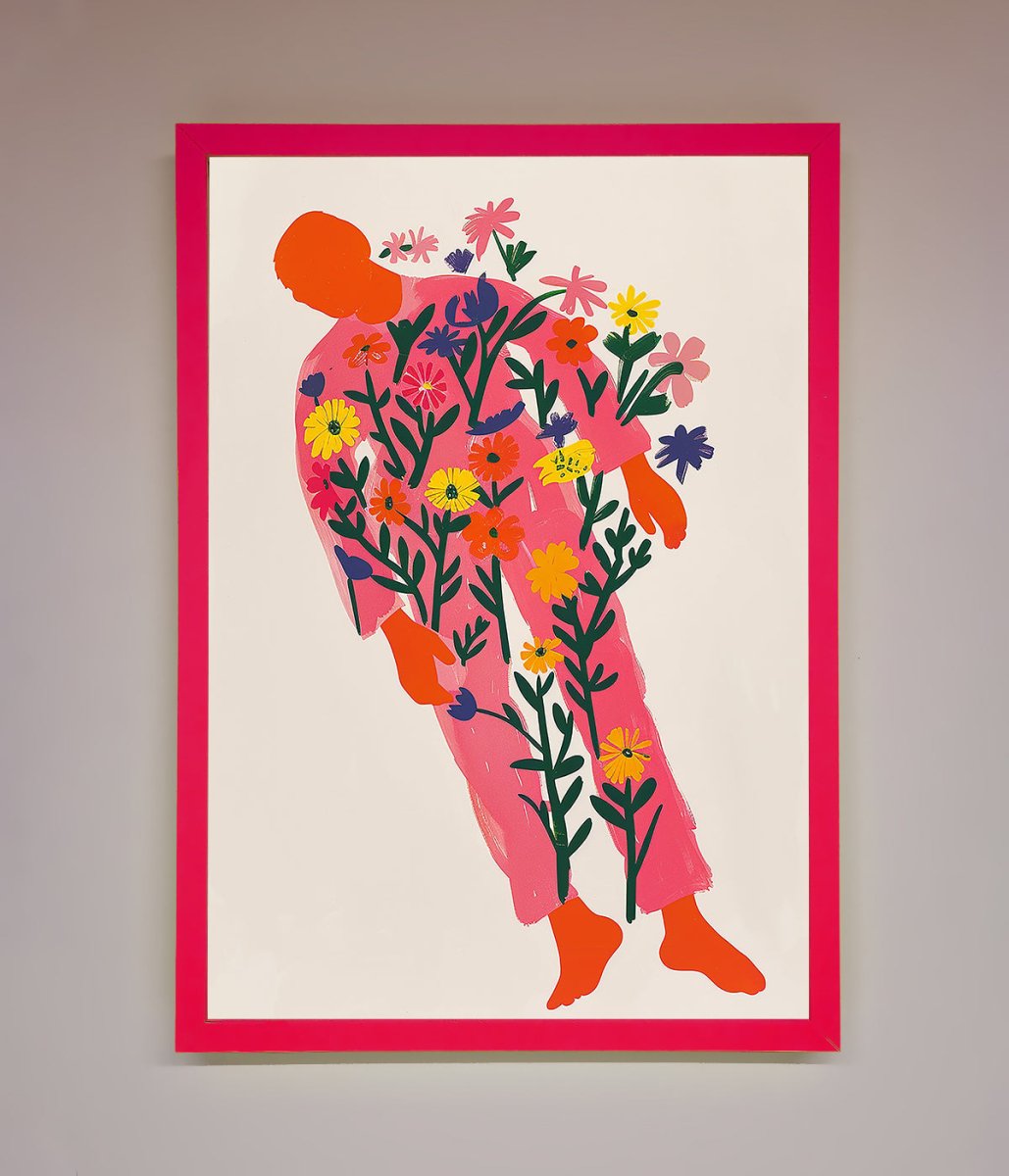 Laying In The Flowers Framed Poster