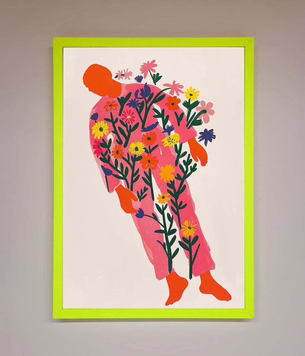 Laying In The Flowers Framed Poster
